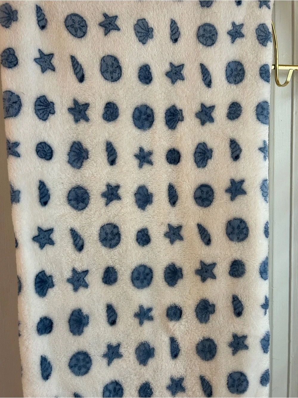 Target White and Blue Star & Shell Plush Throw Blanket